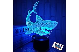 FULLOSUN Led Shark Night Light 3D Illusion Lamp