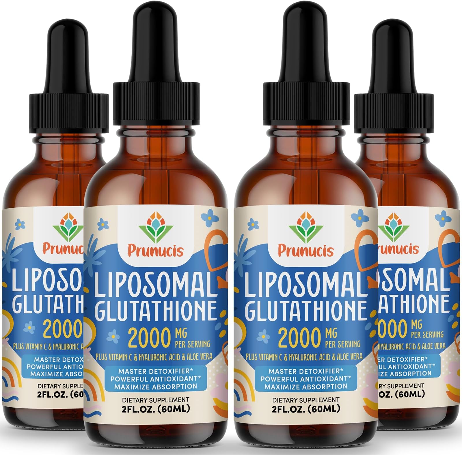 Prunucis 2000MG Liposomal Glutathione Liquid, 98% Absorption, Active Form L-Glutathione Supplement, Vegan Friendly, Powerful Antioxidant Complex for Immune System, Aging Defense, Detox,8 FL.OZ