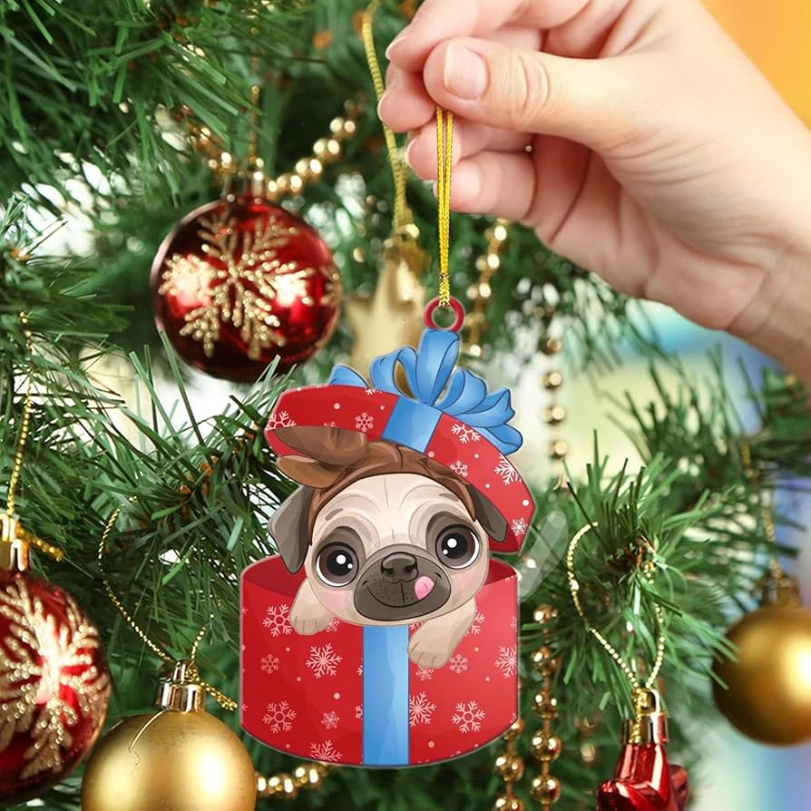 Amazon.co.jp: パグのクリスマスオーナメント - 写真犬アクリルハング