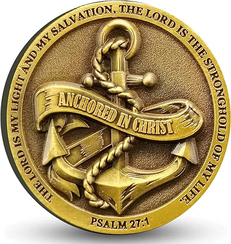 Miniatura 9 de Moneda de desafío anclada en Cristo, símbolo de fe y fuerza, ficha de abrazo de bolsillo cristiana (paquete de 3)