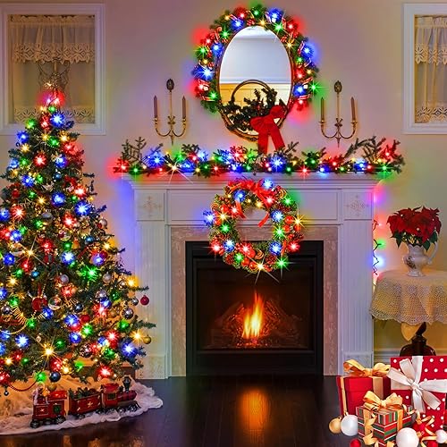 Vista 155 de KNONEW Guirnalda de 1000 luces LED de 394 pies, luces de Navidad para exteriores, 8 modos y temporizador, luces de hadas enchufables, impermeables