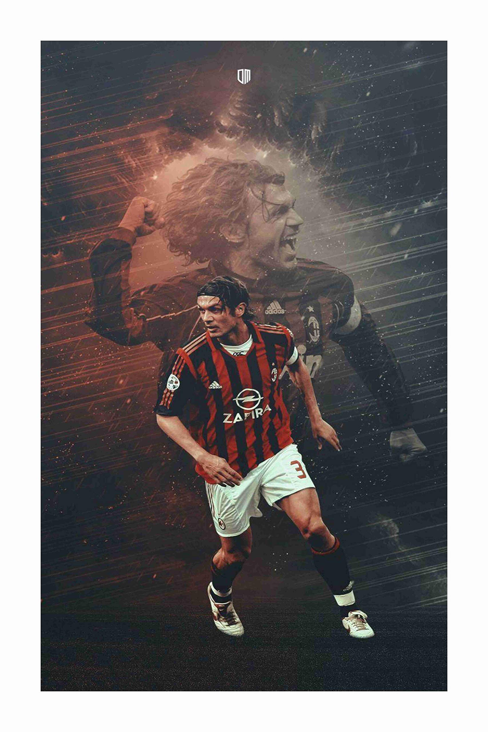 BALDAU PRINTS Paolo Maldini Footballer Wall Poster For Room (Gloss Laminated, 12X18 Inch, 300 GSM) M7