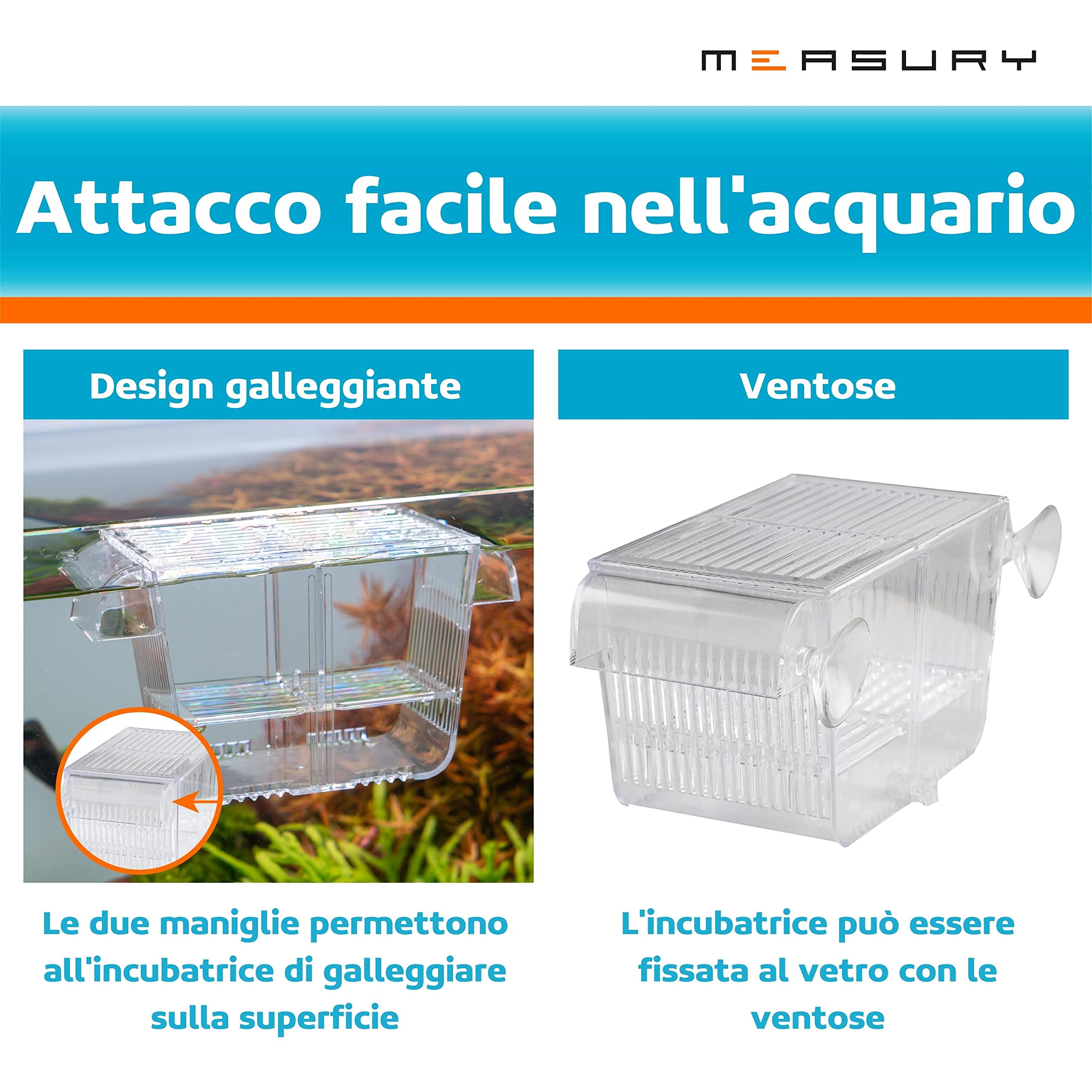 Measury Allevamento Serbatoio dell'Acquario, Spawning Box per l'Acquario, Baby Quarantine Breeding Tank (M: 208 x 97 x 100 mm)