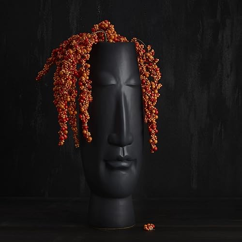 Miniatura 7 de Mikasa Jarrón de cerámica negro mate, aspecto contemporáneo para flores sintéticas o secas, jarrón decorativo de 20 pulgadas, pieza decorativa