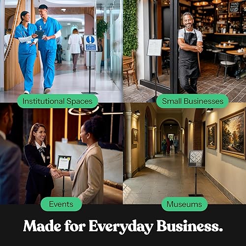 Miniatura 3 de Soporte de cartel de pedestal ajustable y resistente, soporte vertical y horizontal de 8.5 x 11 pulgadas con base cuadrada pesada para exhibición,