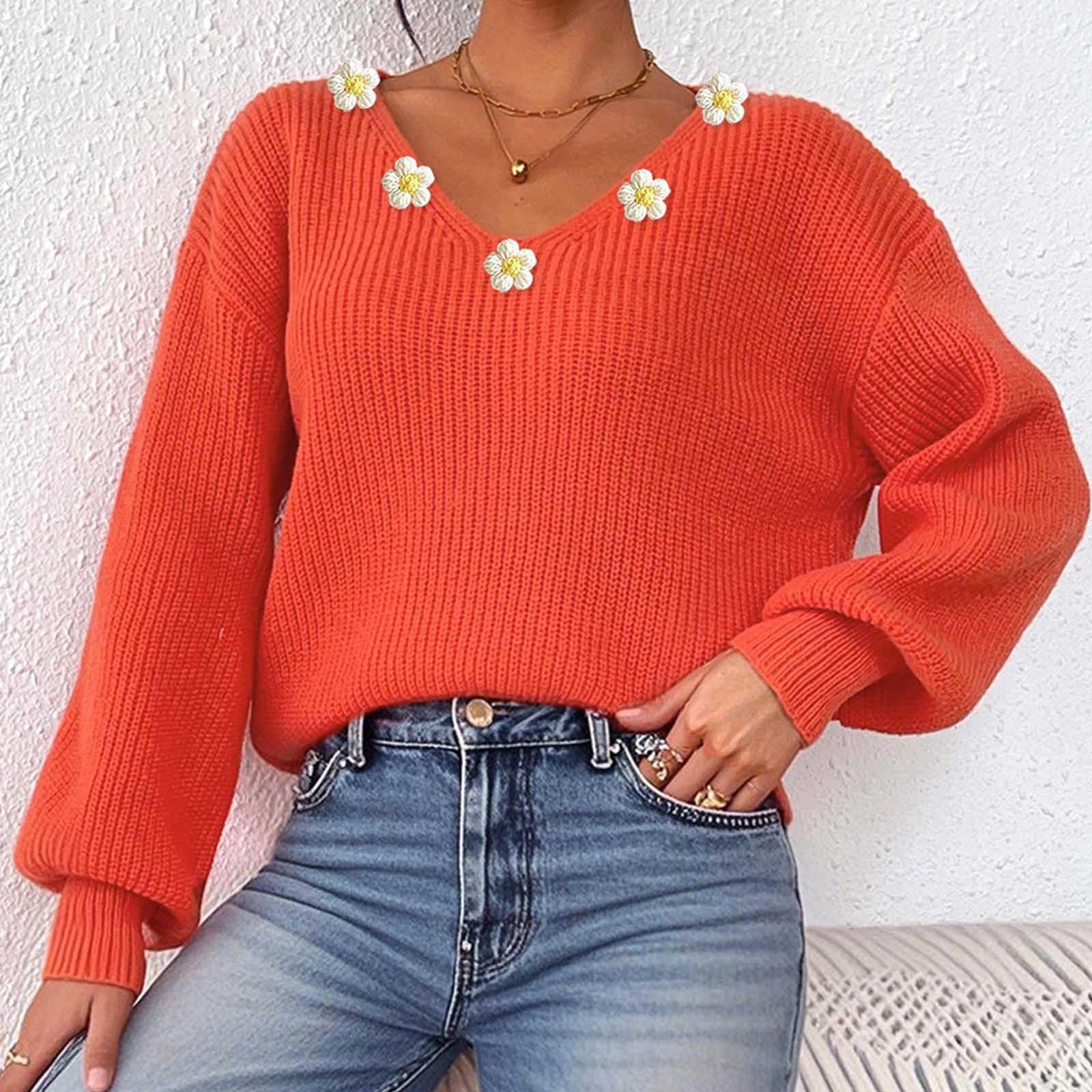 Maglione Donna Scollo a V Oversize Maglia con Stampa Casual Elegante | Linea ampia e comoda, tessuto piacevole al tatto, stile senza tempo e comfort quotidiano, abbinamenti facili da ufficio.