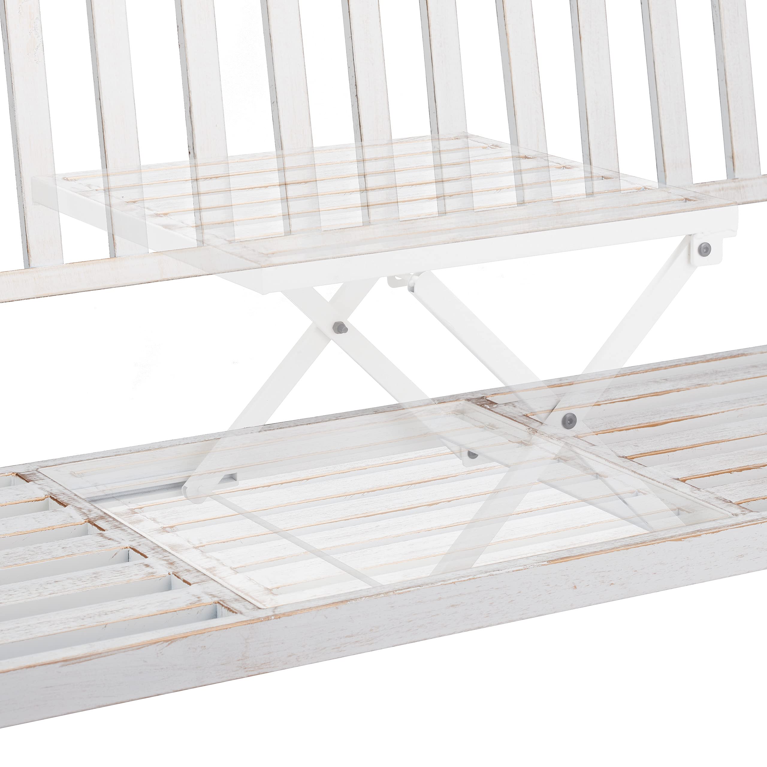 Relaxdays Gartenbank mit klappbarem Tisch, 3-Sitzer, Garten, Metall Balkonbank, HBT 89 x 150 x 58,5 cm, weiß-Bronze