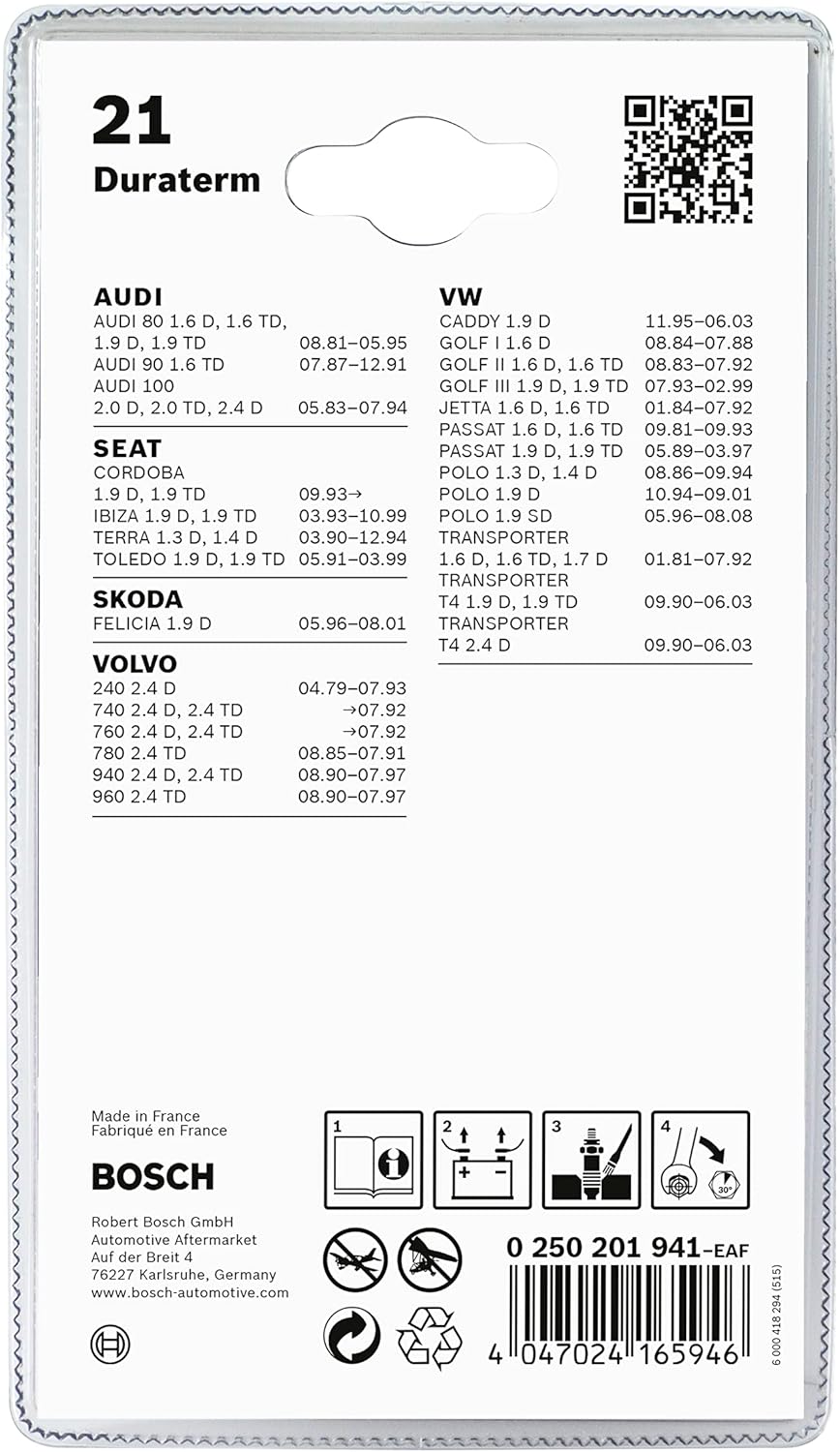 Bosch N21 Glow Plugs Duraterm (2 Candles)