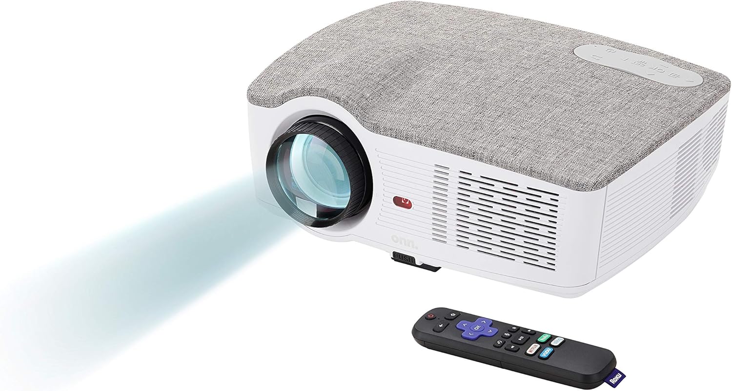 Onn Projector 720p lumens Portable w/ Roku Streaming Stick (Renewed)