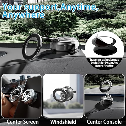 Miniatura 2 de Soporte de teléfono para automóvil Magsafe, soporte plegable ajustable de 360 para automóvil 108 libras de succión más fuerte y 2800gf magnético