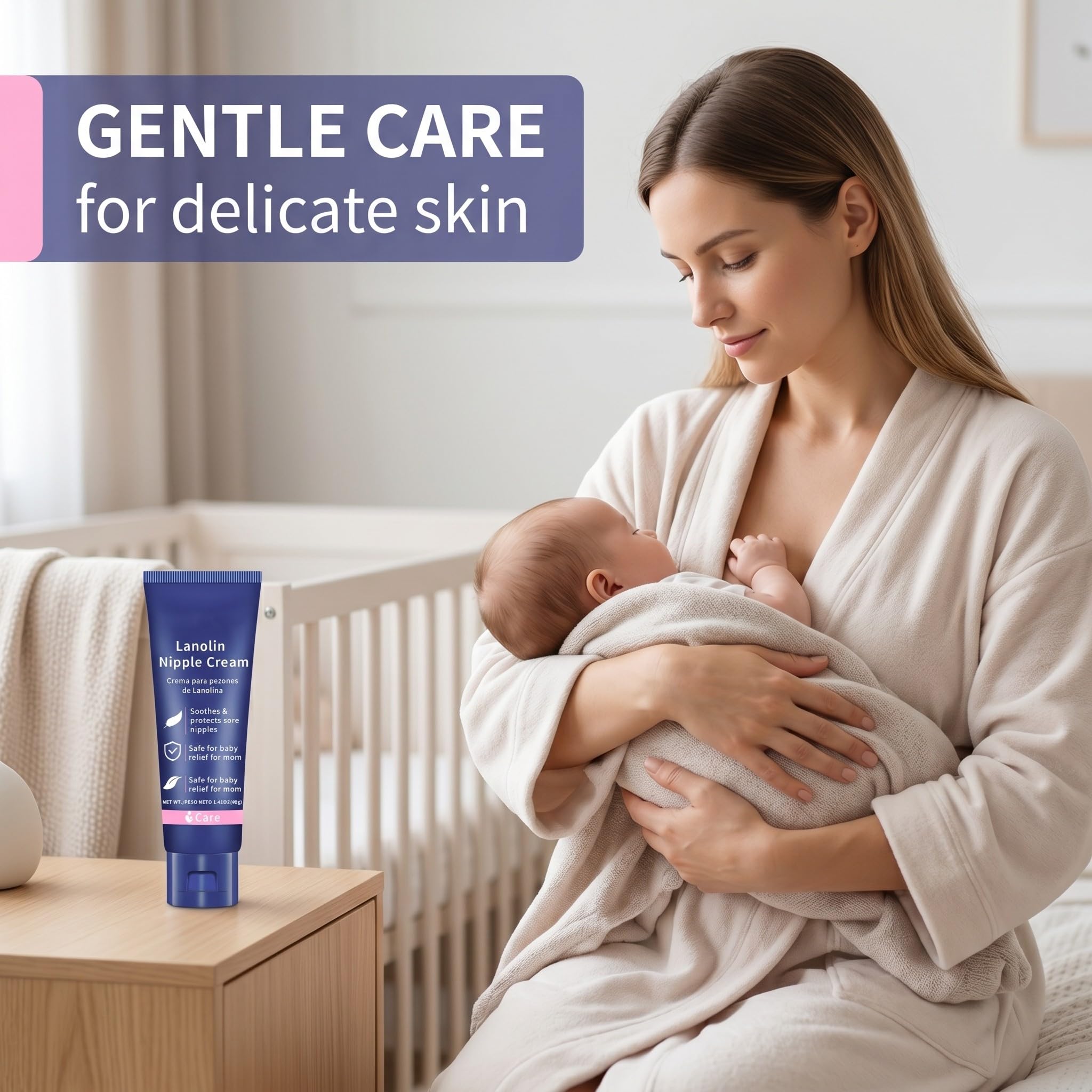 Crème sein allaitement 40 g, crème hydratante allaitement et sevrage, soin quotidien peau sèche sensible qui tire, formule confort pour routine douce, soin peau maman quotidien