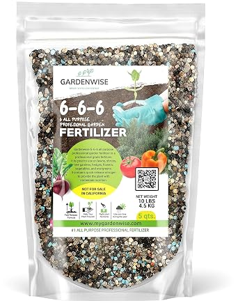 Gardenwise 6-6-6 All-Purpose Professional Plant Food Fertilizer; Ideal for Winter Care & Spring Feeding, Perfect Balanced NPK for Indoor and Outdoor Plants 10 QUARTS