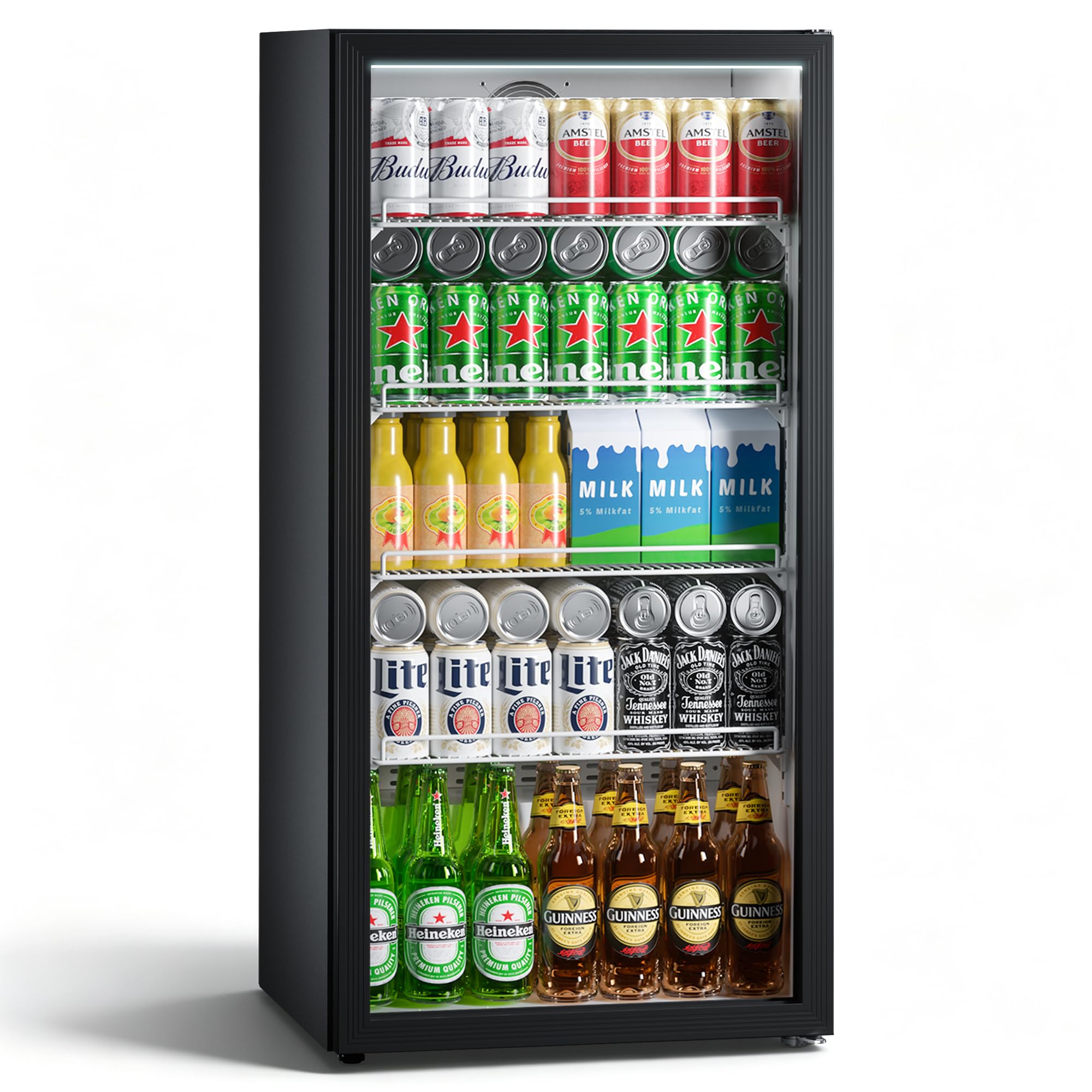 7.8 Cu.ft Commercial Display Refrigerator with Glass Door,Beverage Refrigerators with LED Light and Shelves
