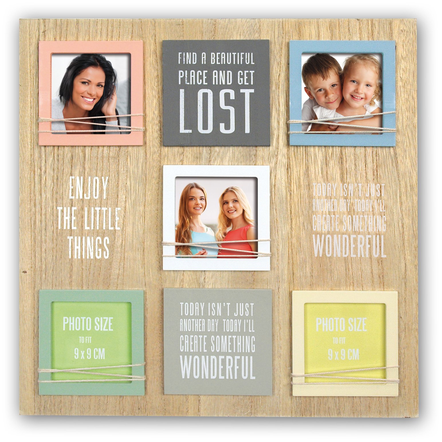 Zep Digne Aperture Frame for 5 Photos, Wood, Multi-Colour, 2.5 x 39 x 39 cm