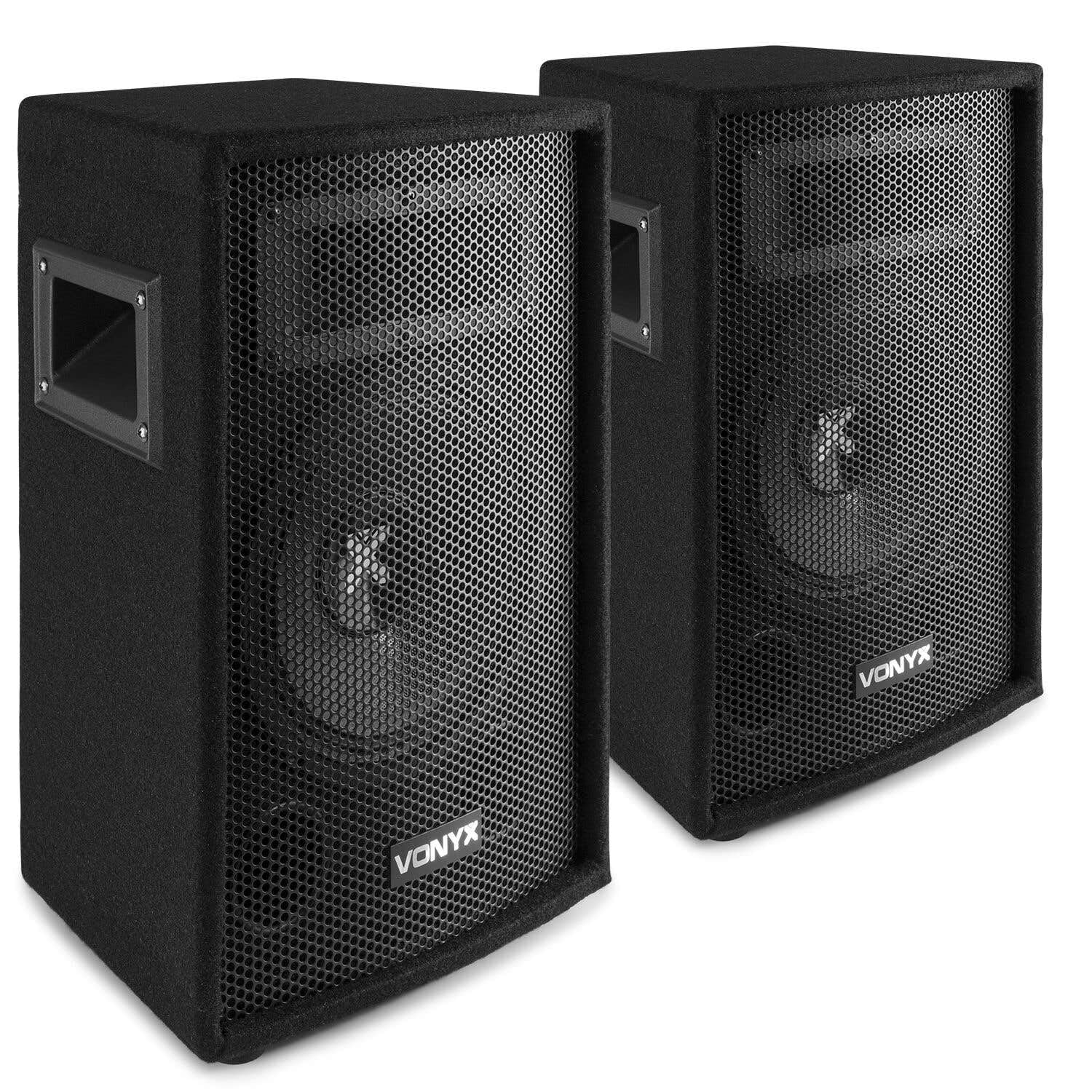 Vonyx SL6 PA Anlage Komplettset 500 Watt Lautsprecher mit Verstärker und Kabel Schwarz