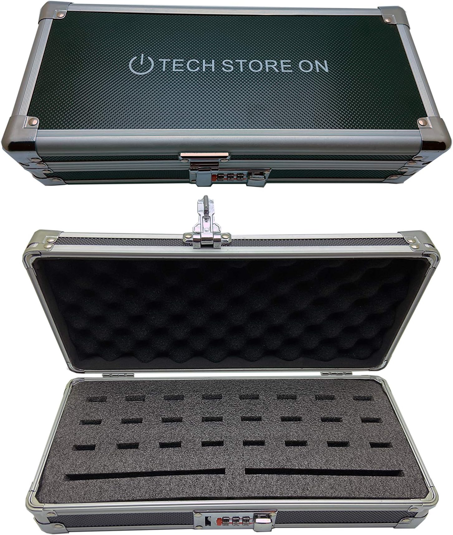 TECH STORE ON Flash USB Thumb Drive Holder Storage Organizer Case | Antistatic and Shockproof (aluminum, medium, holds 24 USB, 2 HDD slots)