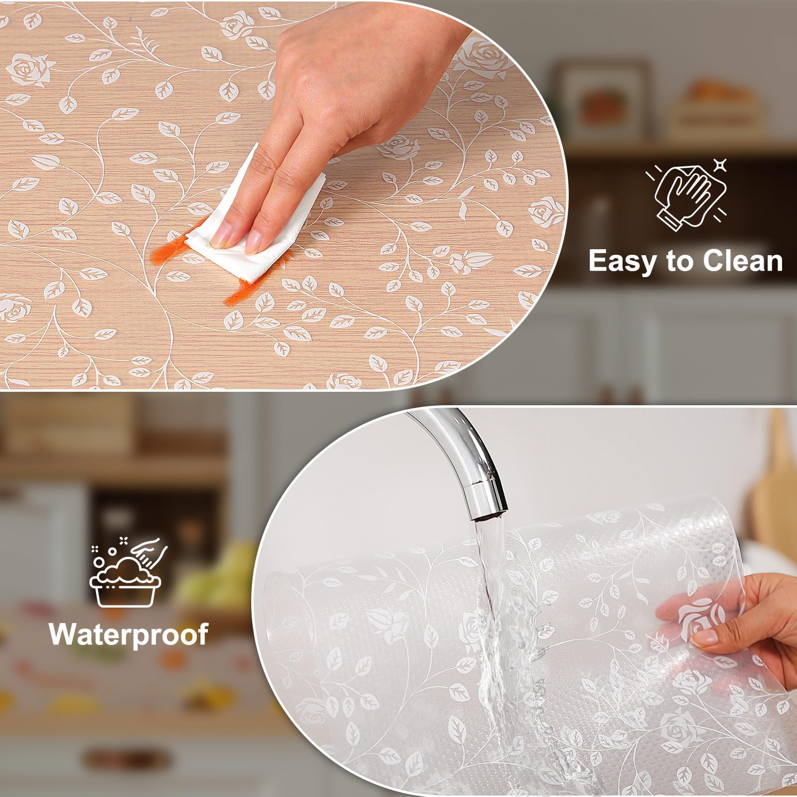 Porslin Kitchen Rack Sheets, Cupboard Liners, Drawer Mats, Wardrobe Shelf Covers - 45cm x 5m, Anti-Slip, Waterproof, Washable, BPA-Free, Durable, Reusable, Transparent, Food Grade - SL06 4