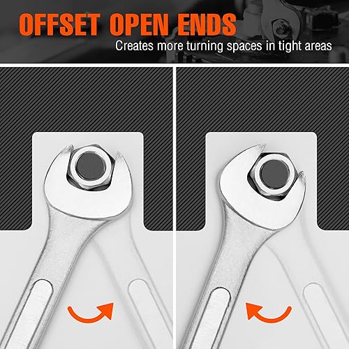 Miniatura 5 de ValueMax Juego de llaves mecánicas métricas y estándar, juego completo de 20 llaves combinadas, juego de rollos SAE de 1/4 a 3/4 pulgadas, métricas