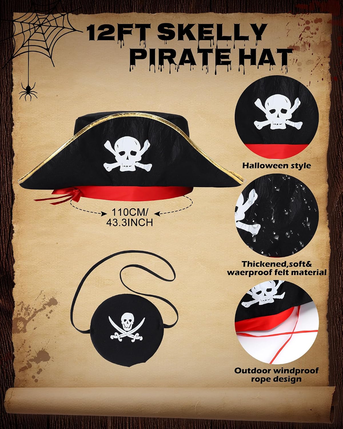 Cozypower 2 Pcs 12 ft Giant Skeleton Halloween Pirate Accessory Set