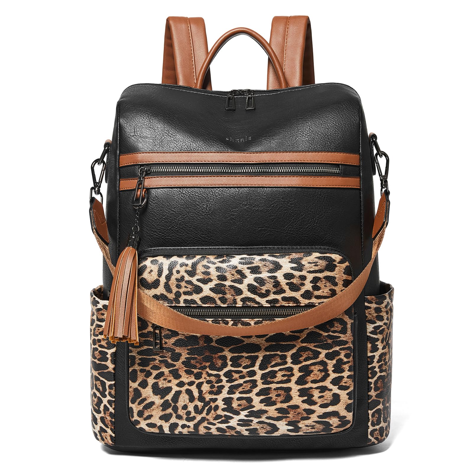 Shrrie 15.6 inch Laptop Backpack for Women,Large Leather Purse,Travel Backpacks Carry on,Water Resistant Casual Laptop Backpacks,College Backpack,Work