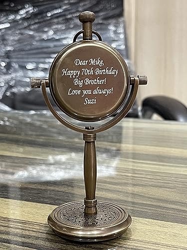 Miniatura 4 de Reloj de escritorio antiguo analógico de latón, reloj de mesa de escritorio personalizado, relojes de mesa grabados para regalo promocional de