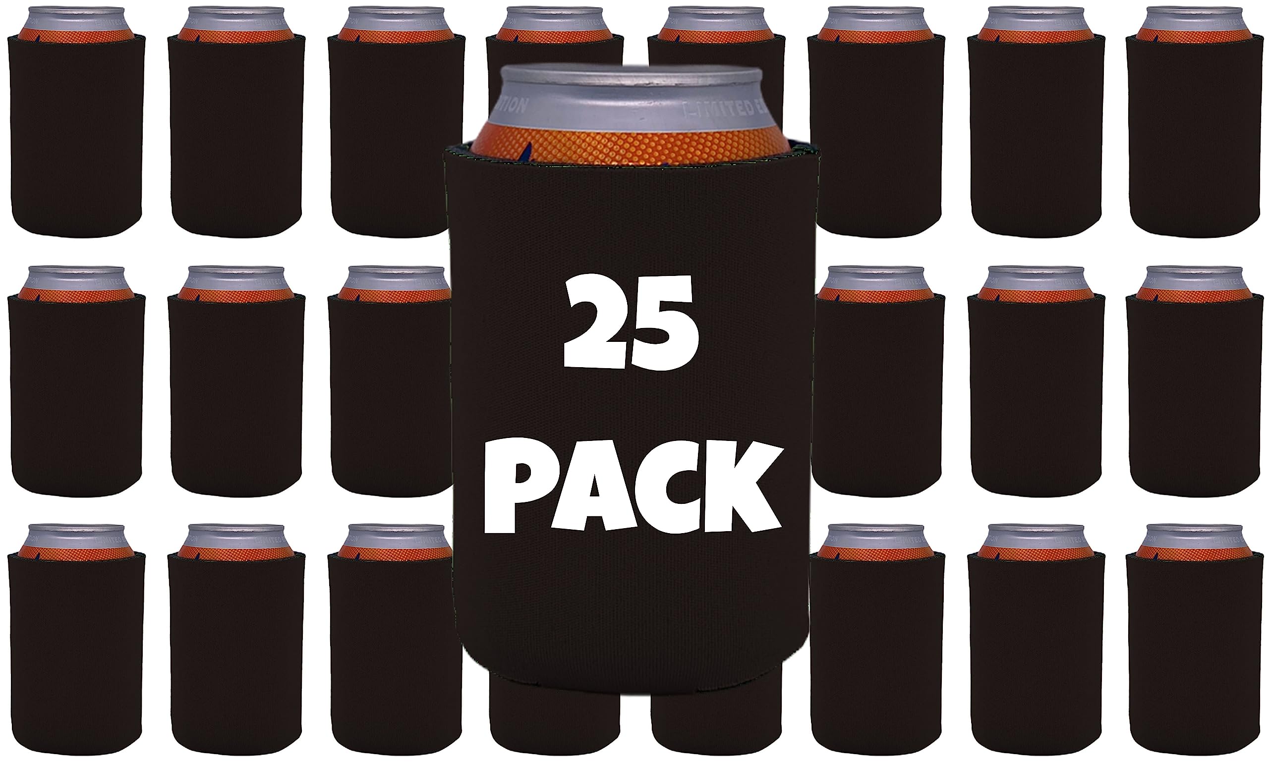 Blank Foam Collapsible Can Coolie 25 Pack (Black)