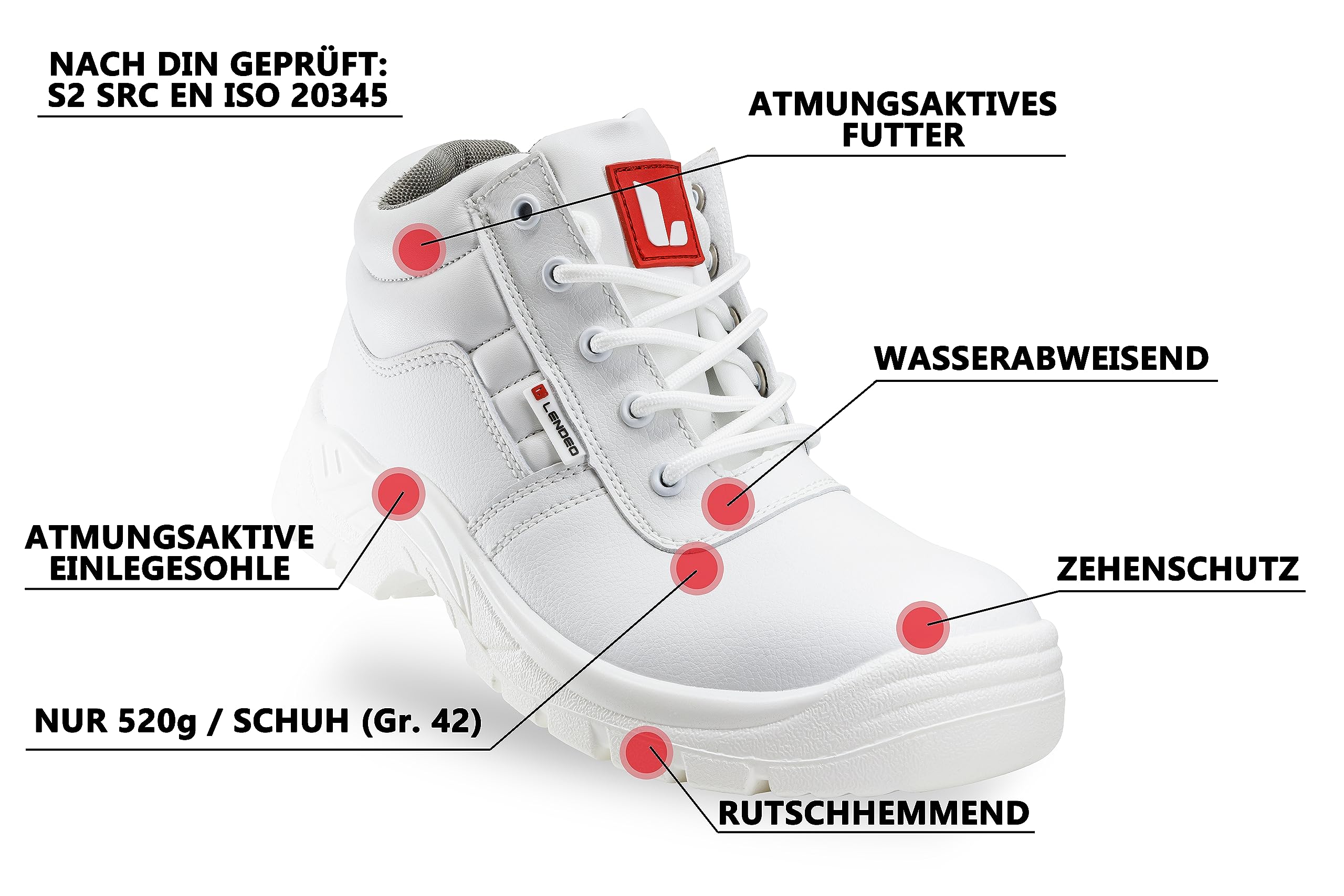 Loop S2 Chaussures de sécurité hautes Blanc