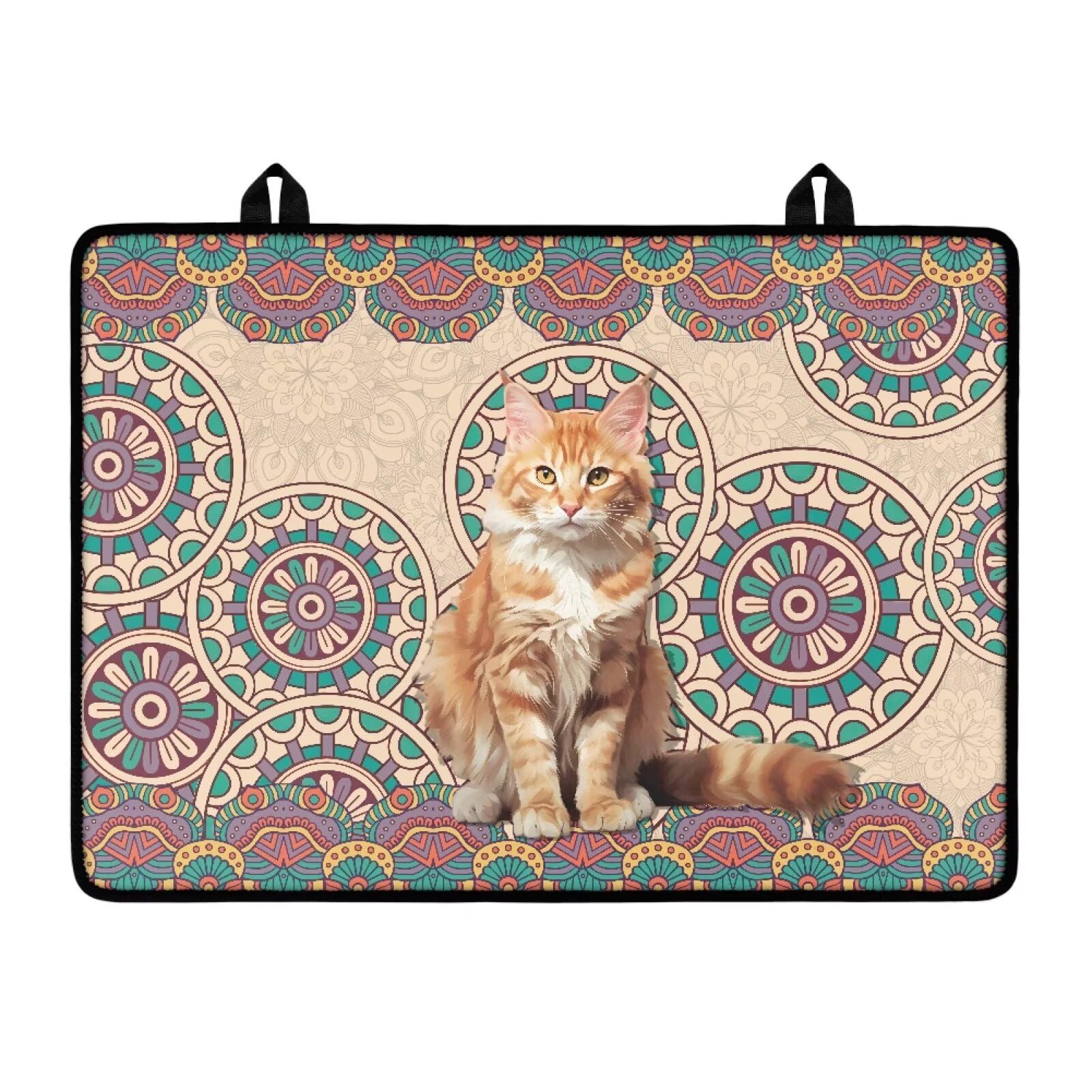 Boho Mandala pokrowiec na kuchenkę z nadrukiem kota, duża osłona na kuchenkę elektryczną, składana gumowa mata antypoślizgowa do szklanego blatu kuchennego
