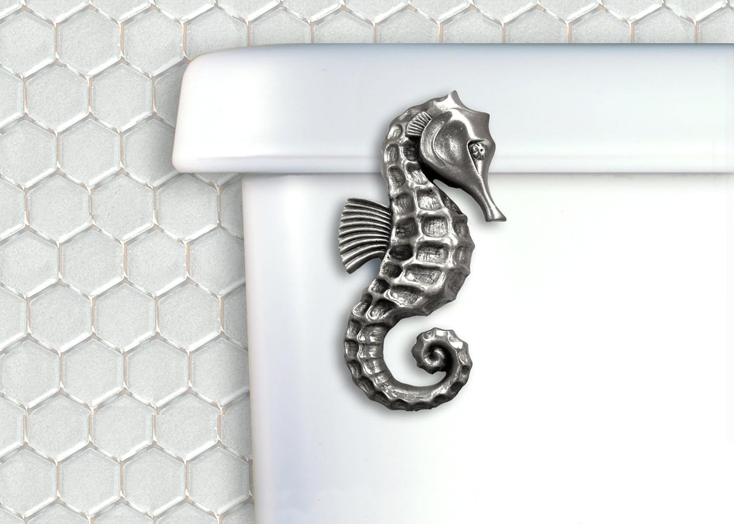 Seahorse Toilet Flush Handle-Front Mount in Satin Pewter Finish