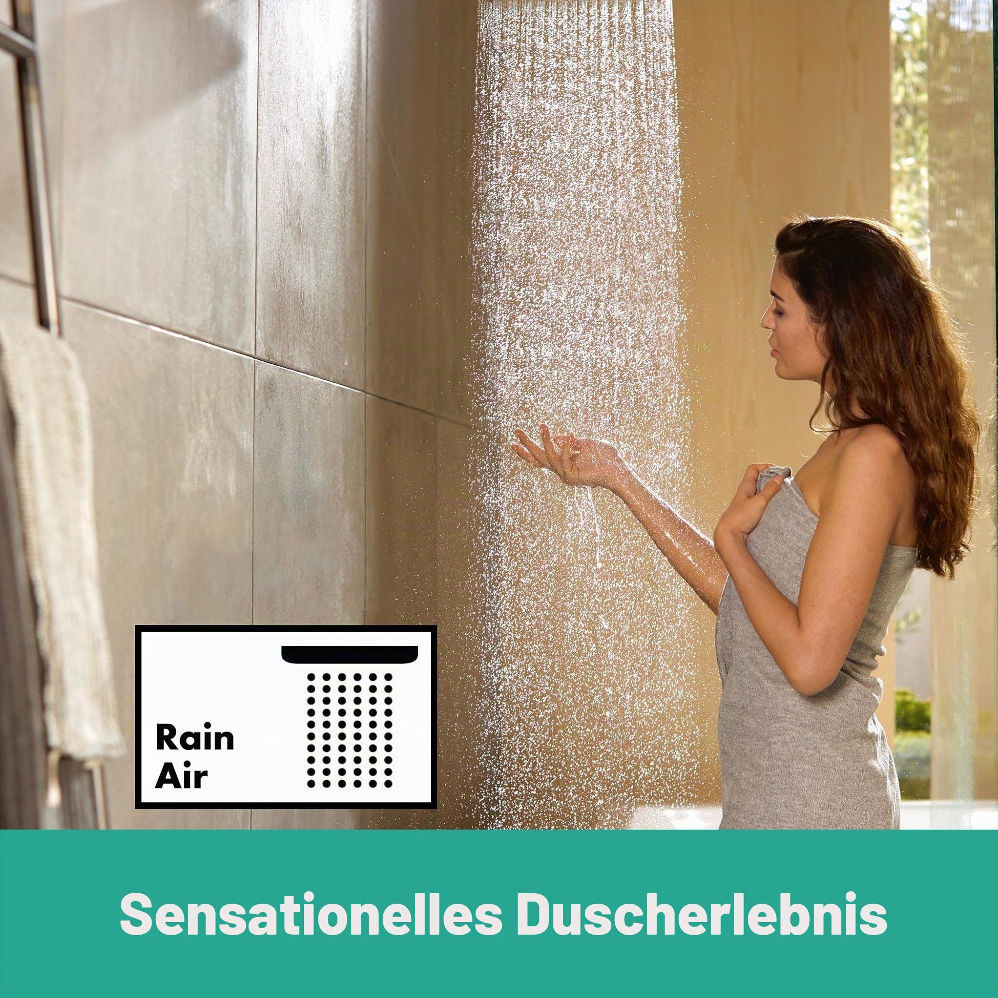hansgrohe wassersparendes Duschsystem Croma Select S 280 Regendusche (Kopfbrause, Duschkopf, Duschstange, Thermostat, Schlauch, 3 Strahlarten) Brushed Bronze