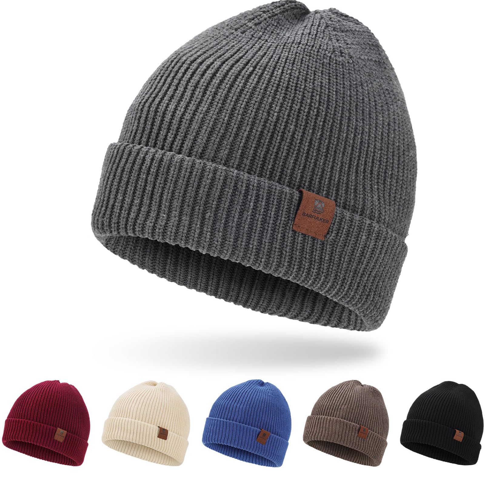 BARFULKER Berretto in Maglia Uomo Donna Cappello da Uomo Invernale Caldo Foderato Elasticizzato Beanie Hat Lana Beanie Antivento Cappelli da Corsa