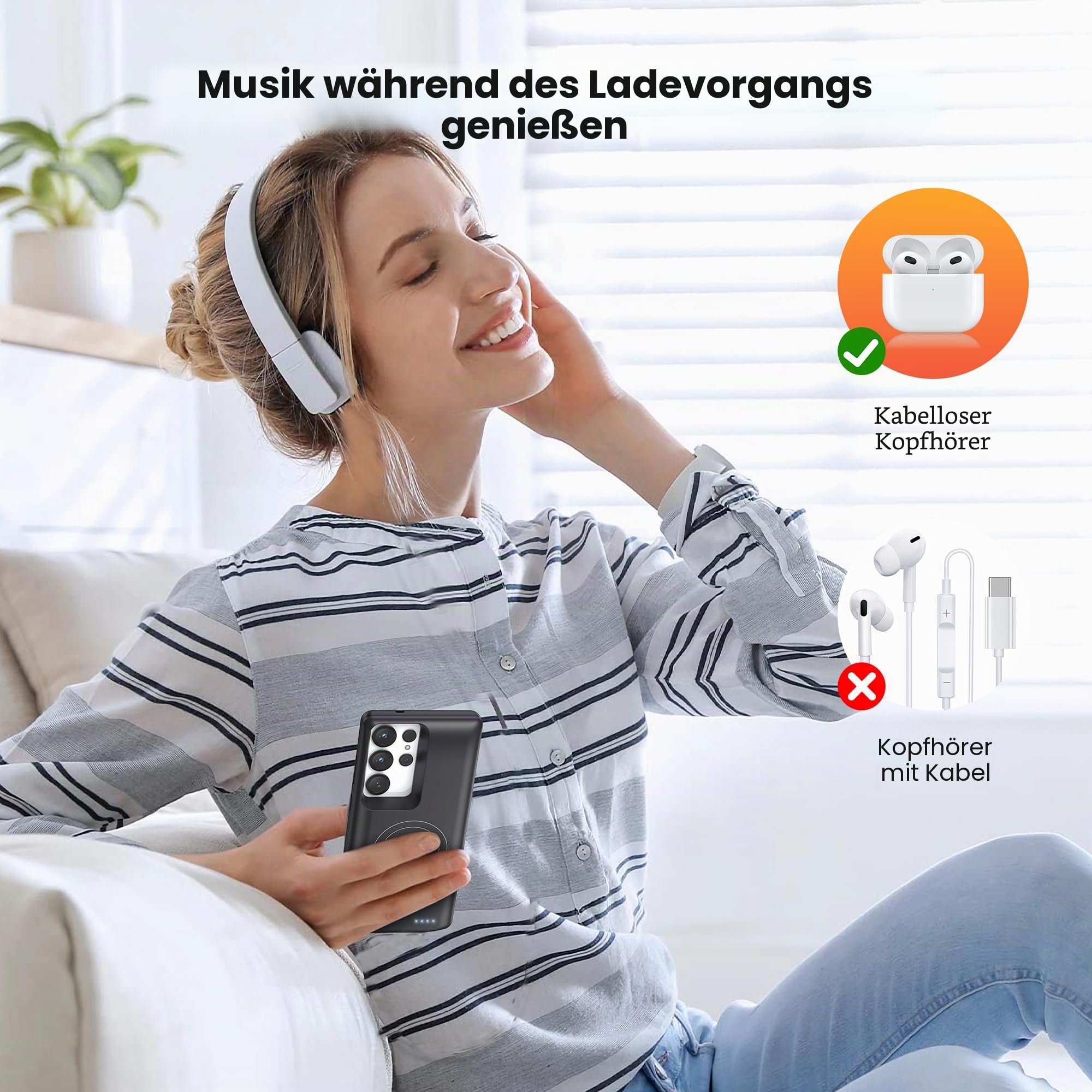 Schutzhülle für Samsung Galaxy S25 Ultra, echte 10.000 mAh, Akku-Schutzhülle, kabellos, intelligent, tragbar, Powerbank, externer Akku