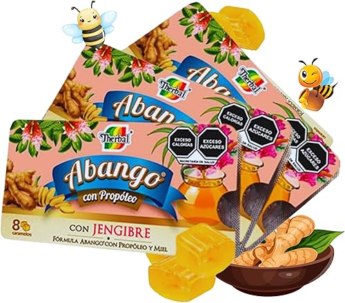 Bandejas para gotas para la tos de abango, propóleos y jengibre, mezcla de hierbas de invierno, sabor delicioso (paquete de 3) Dulces para la TOS