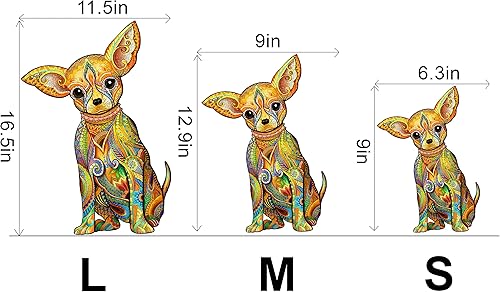 Miniatura 8 de WOODBESTS Rompecabezas de madera para adultos y niños, rompecabezas de Chihuahua, rompecabezas de animales de madera, rompecabezas de corte de