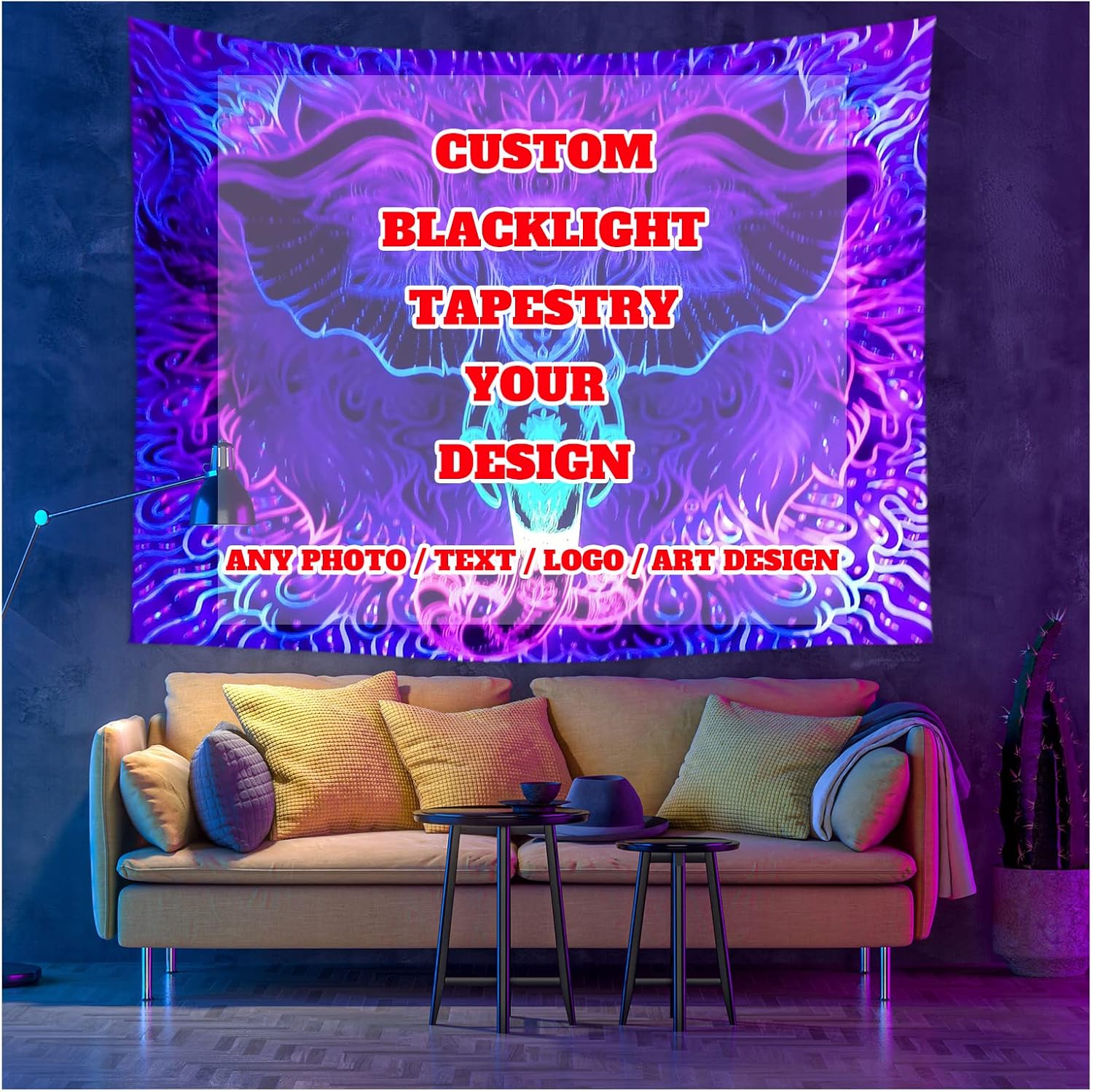 CustomPersonalized BlacklightTapestry UVReactive Neon