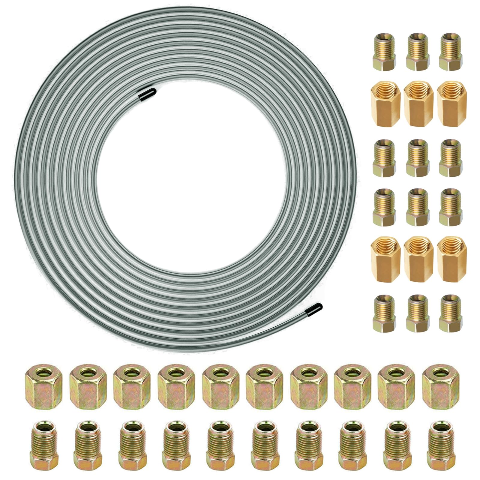 Kit de tubo de freno de 3/16" 10m / 32.5 pies con accesorios para juego de línea de freno automotriz (Kit 1)