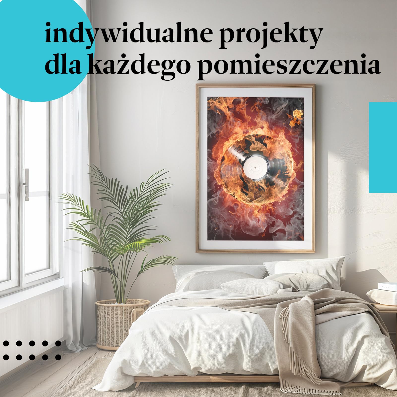 Postereck - 0057 - Płonąca płyta winylowa, DJ, rock, muzyka, płomienie. Wydruk, Druk, Sztuka Ścienna, Dekoracja. - ekran - 75,0 cm x 50,0 cm