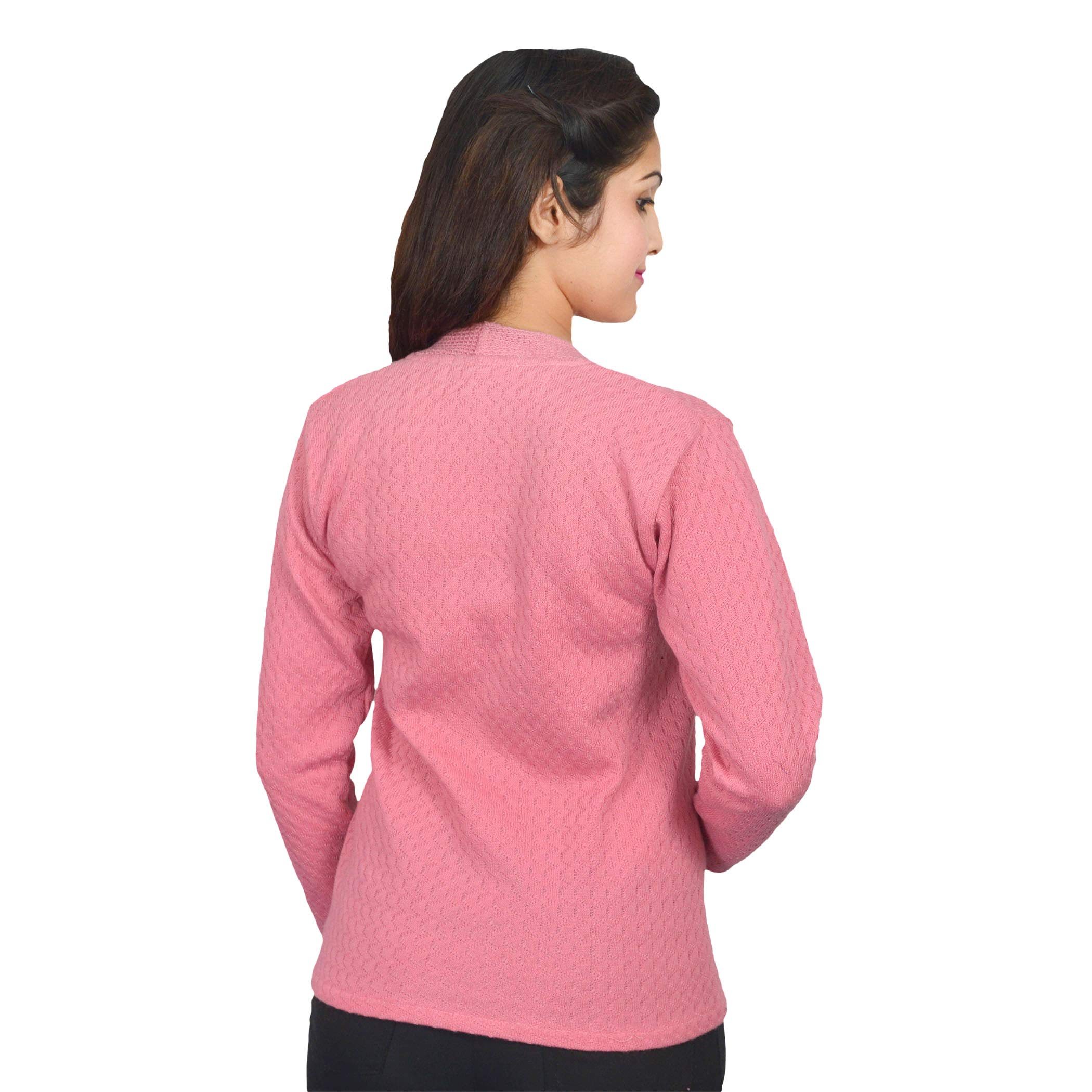 eWools Women's Casual Winterwear Woolen V-Neck Sweater Light Pink - Image 2 thumbnail