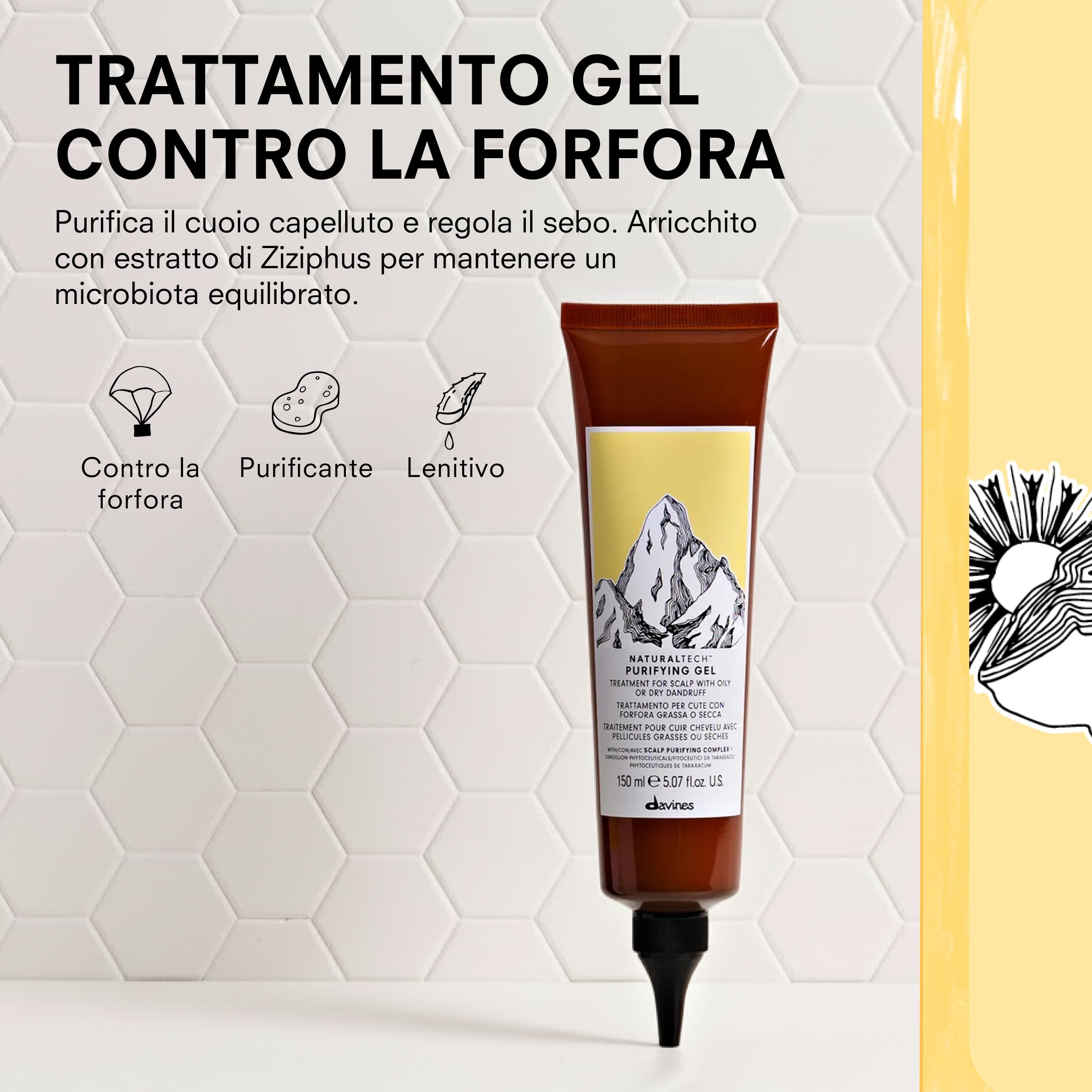 Davines PURIFYING Gel - Trattamento purificante per cute con forfora - Gel per contrastare la forfora secca e grassa - 150 ml