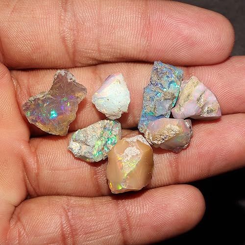 Miniatura 4 de InfinityGemsArt Opal Rough, 7pcs Mix Fire Natural Raw Ethiopian Opal Stone, Crystals Gemstone, Jewelry Making Supply, Chakra Energy Healing Stone,