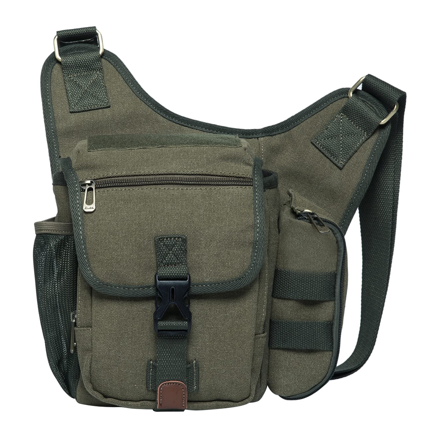 Mens Vintage Canvas Shoulder Messenger Bag Chest Leather Patchwork Messenger Bag