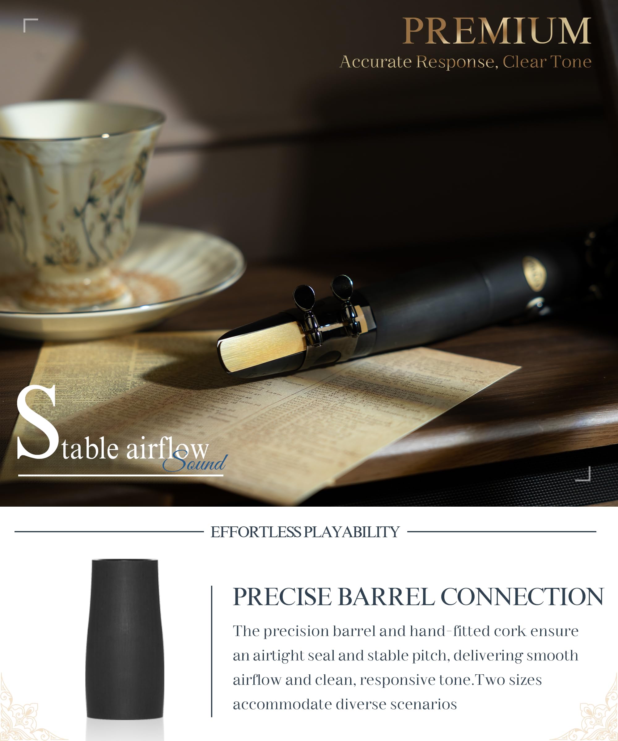 AKLOT B Flat Concert Clarinet: Precision Tone Hole Design for Stable Intonation, Durable Black Nickel Keys, Including Leather Hard Case, Barrel, Stand, Full Cleaning Kit (Aria-EN)