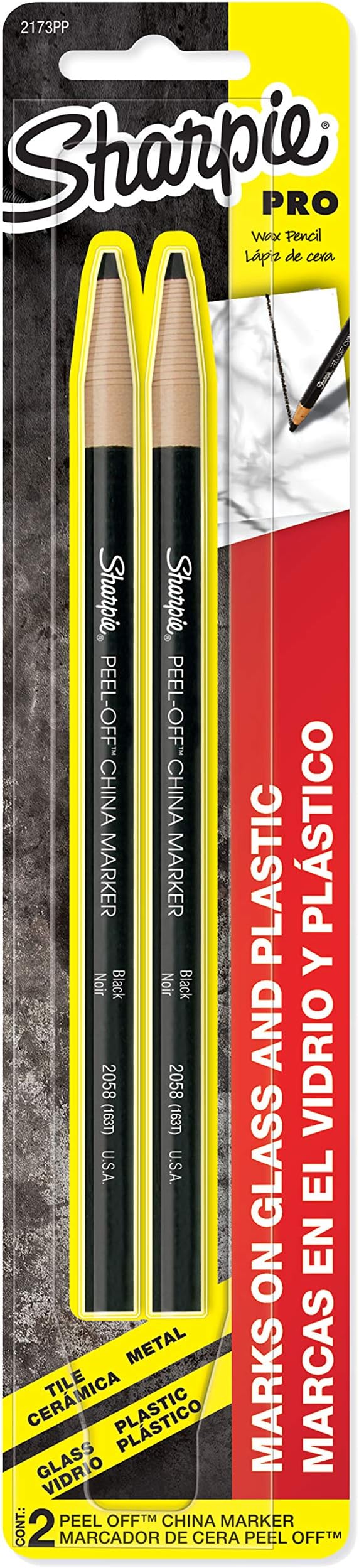 SHARPIE 2173PP Peel-Off China Markers, Black, 2-Count