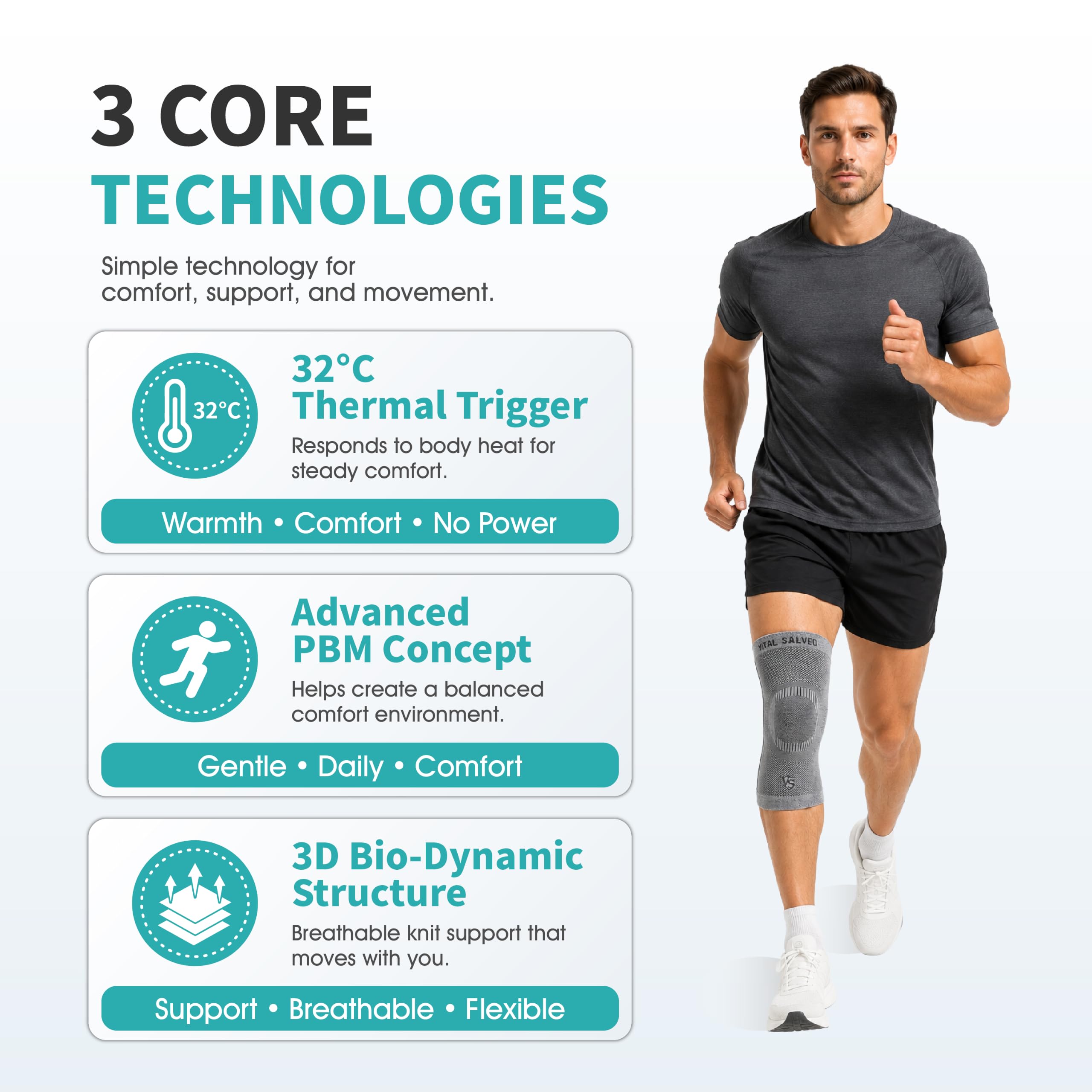 Vital salveo-compression recuperación/Brace rodillera s-support, alivio del dolor, protege conjunta – Ideal para deportes y uso diario
