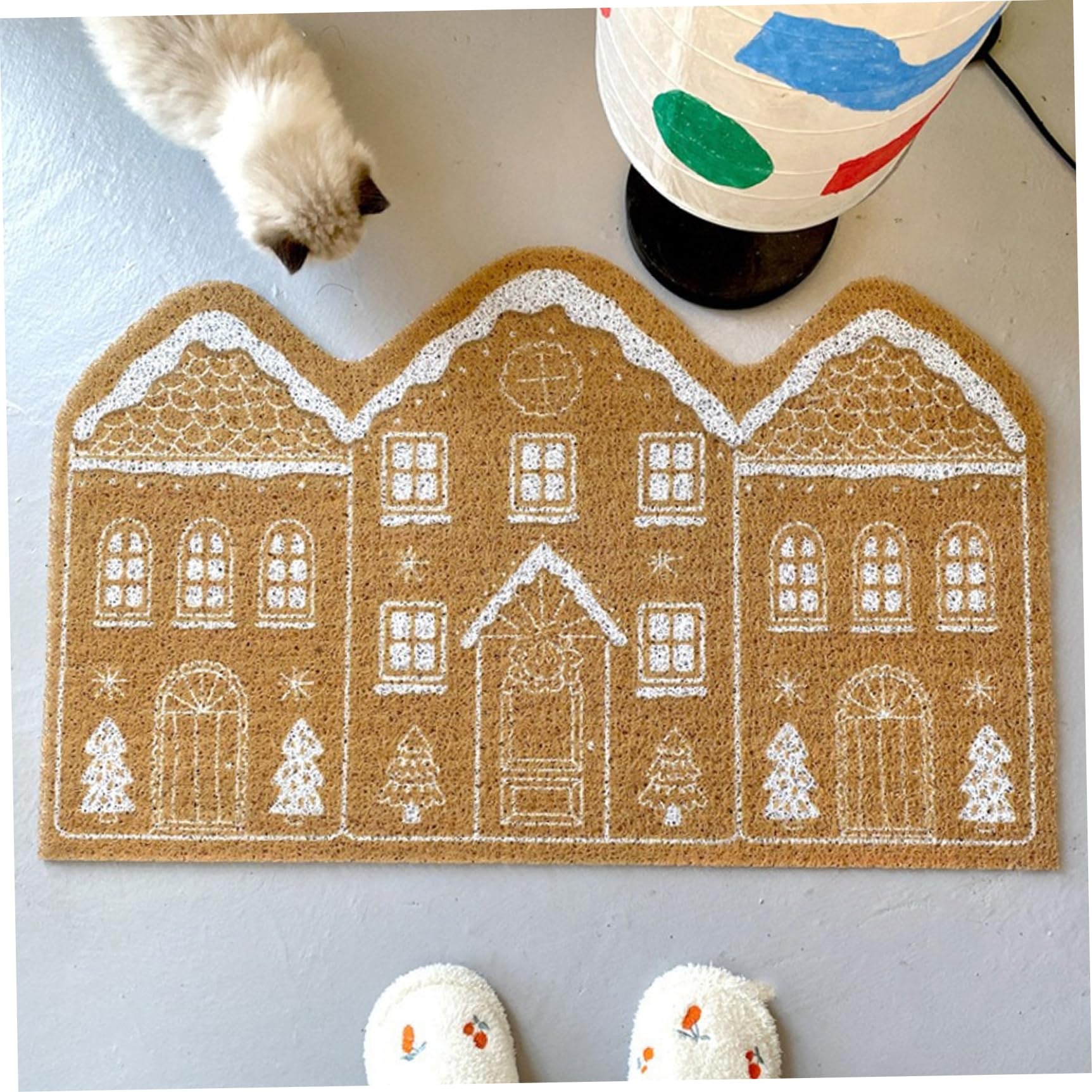 CAKEEYUM Christmas Doormat Festive Gingerbread House Decor Non-Slip Dedusting Christmas Door Mat Outdoor Indoor 16x24in Style-2 Door Mat, Welcome, Outdoor Rug, Chris