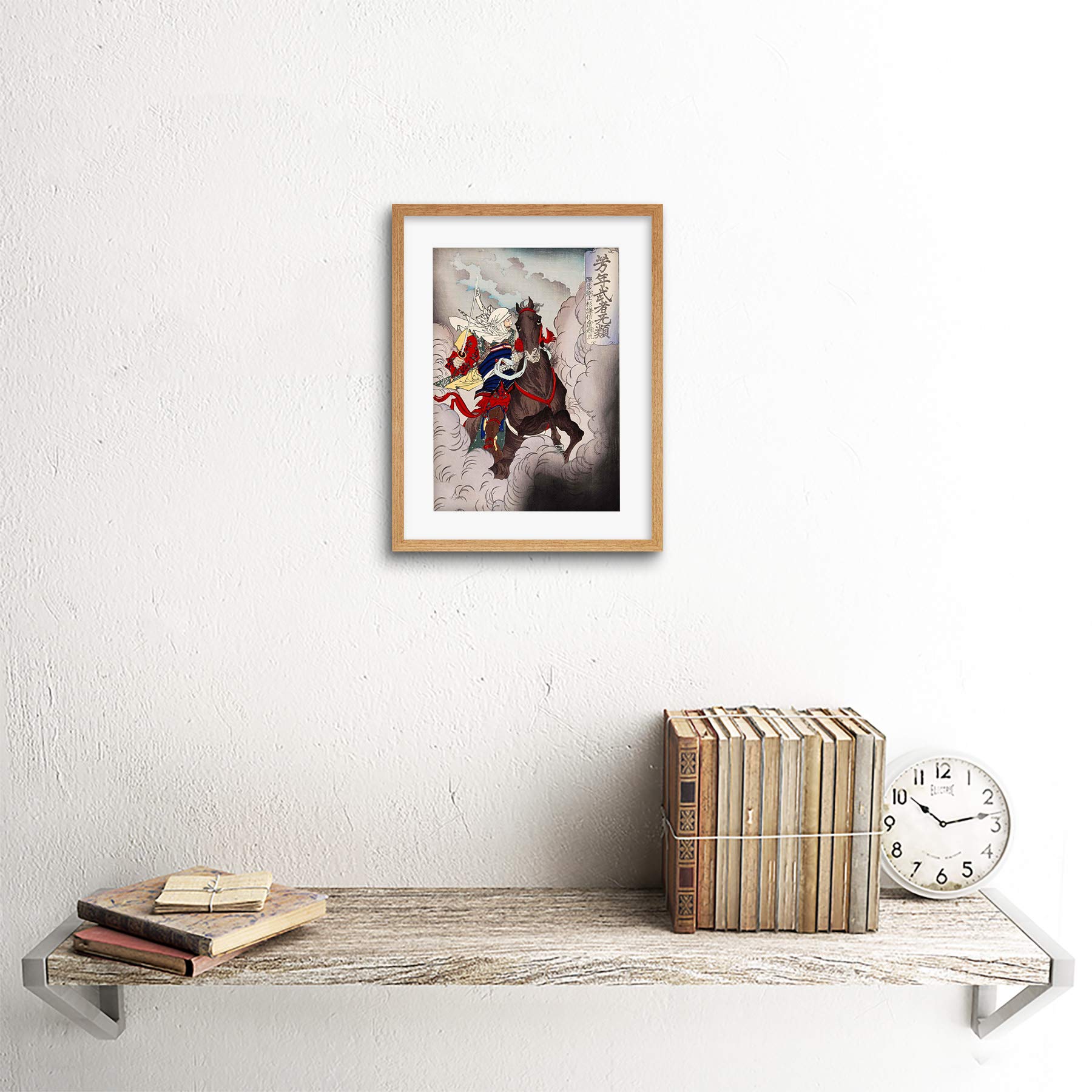 絵画 flk040085 Amazon.com: PAINTING CHIKANOBU SAMURAI HORSE JAPAN FRAMED PRINT