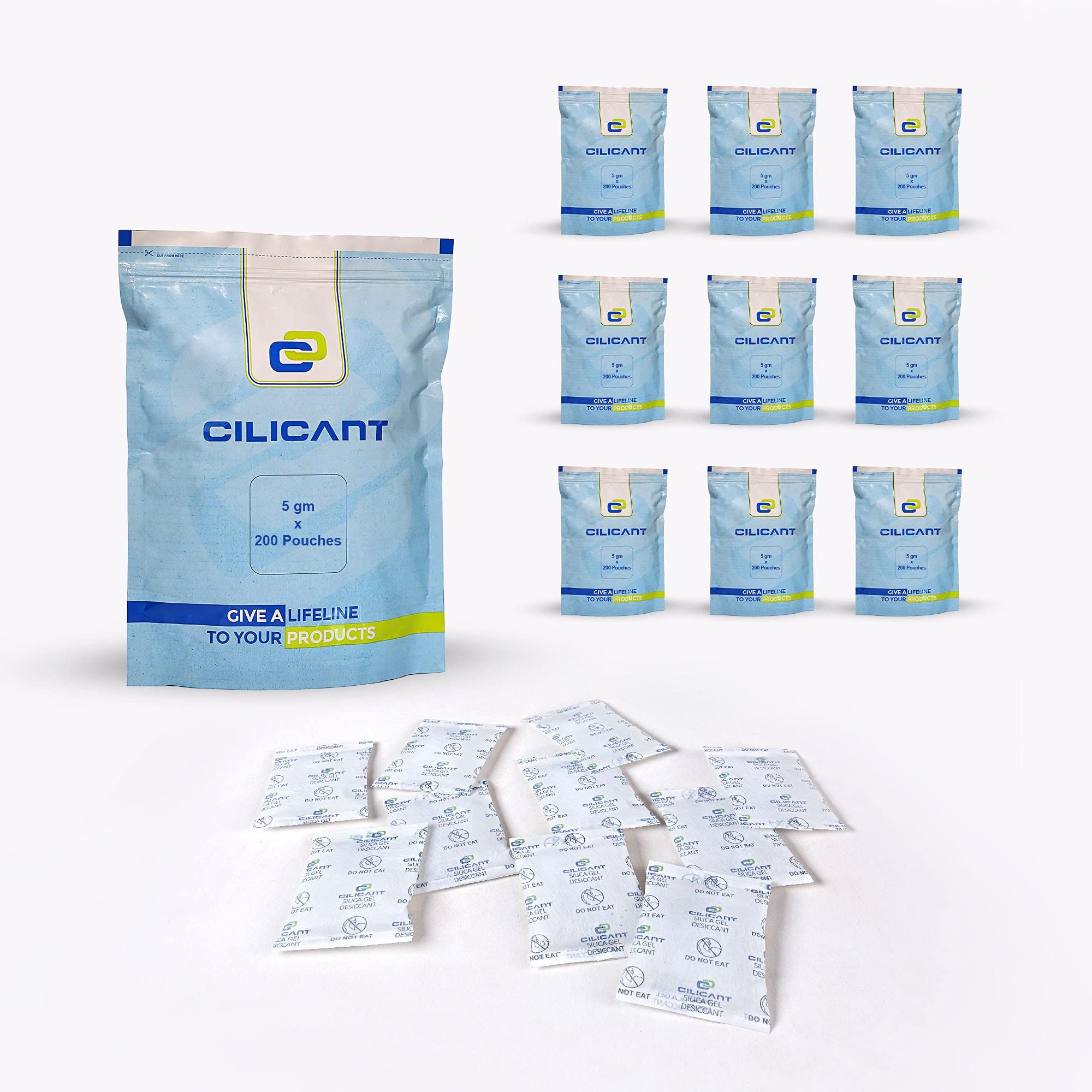 CILICAnT 5 Gram (2000 Pcs) Silica Gel White Packets Desiccant Dehumidifiers, Non-Indicating Silica Gel Packs for Moisture Absorption (5 Gram X 2000 Pcs = 10 Kgs)