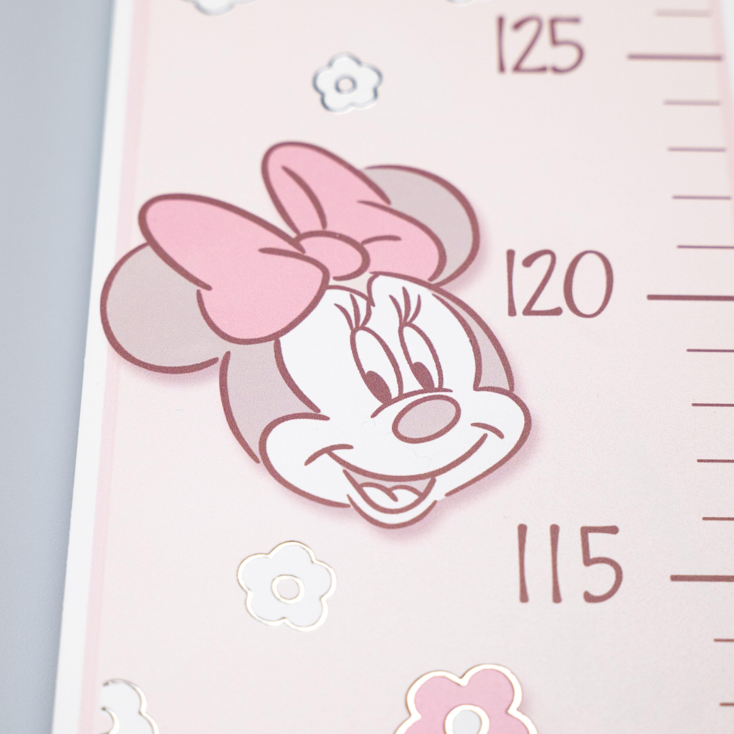 VALENTI & CO. Metro da Parete per Bambini Disney Minnie Rosa 3 Legno Dettagli in Argento 76x11 cm