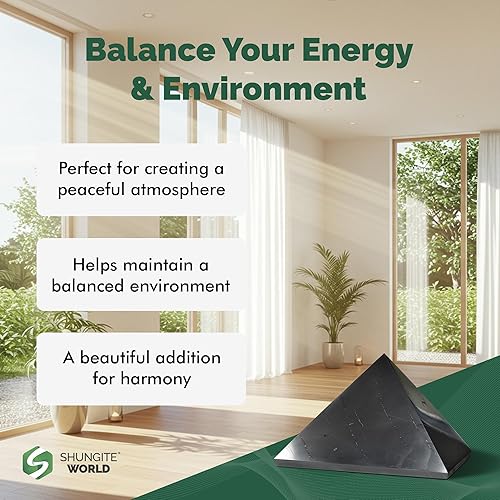 Miniatura 4 de Shungite World Auténtica pirámide de shungita de piedras de shungita reales, pirámide de cristal de shungita, protección para el hogar, decoración