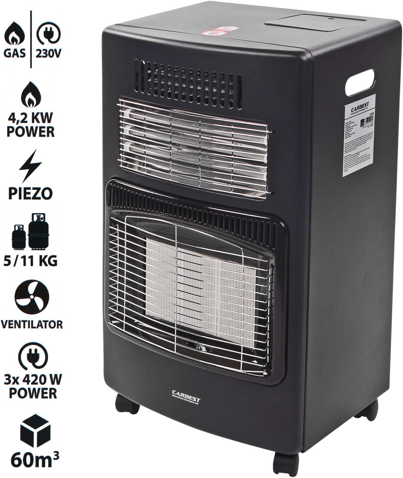 Carbest GASTEC & Power 4.2 kW Spaces Up To 60 M3 Suitable For Awning